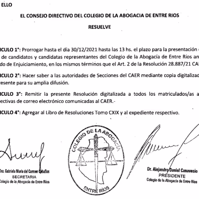 Se prorrogó el plazo para las listas de elección de Jurado de Enjuiciamiento