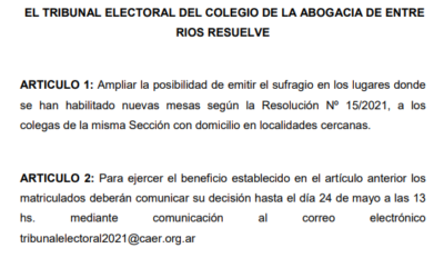 El Tribunal Electoral amplió la posibilidad de votar en una sede más cercana al domicilio